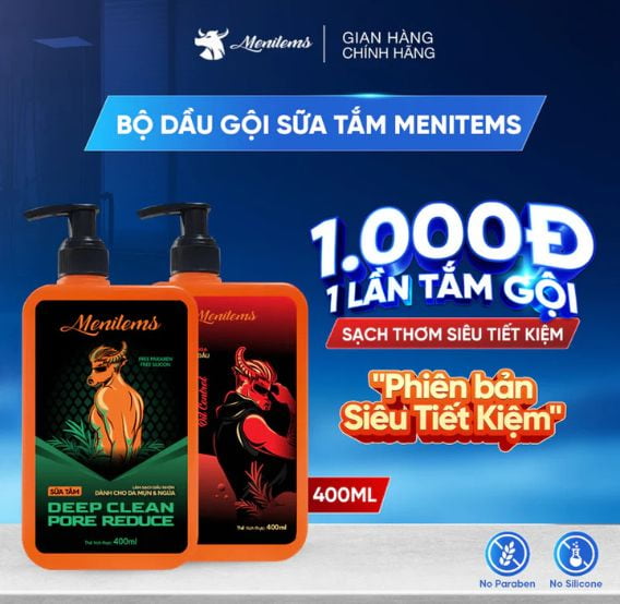 Bộ Dầu Gội và Sữa Tắm Menitems – Phiên Bản Siêu Tiết Kiệm: Chăm sóc toàn diện, tiết kiệm tối đa