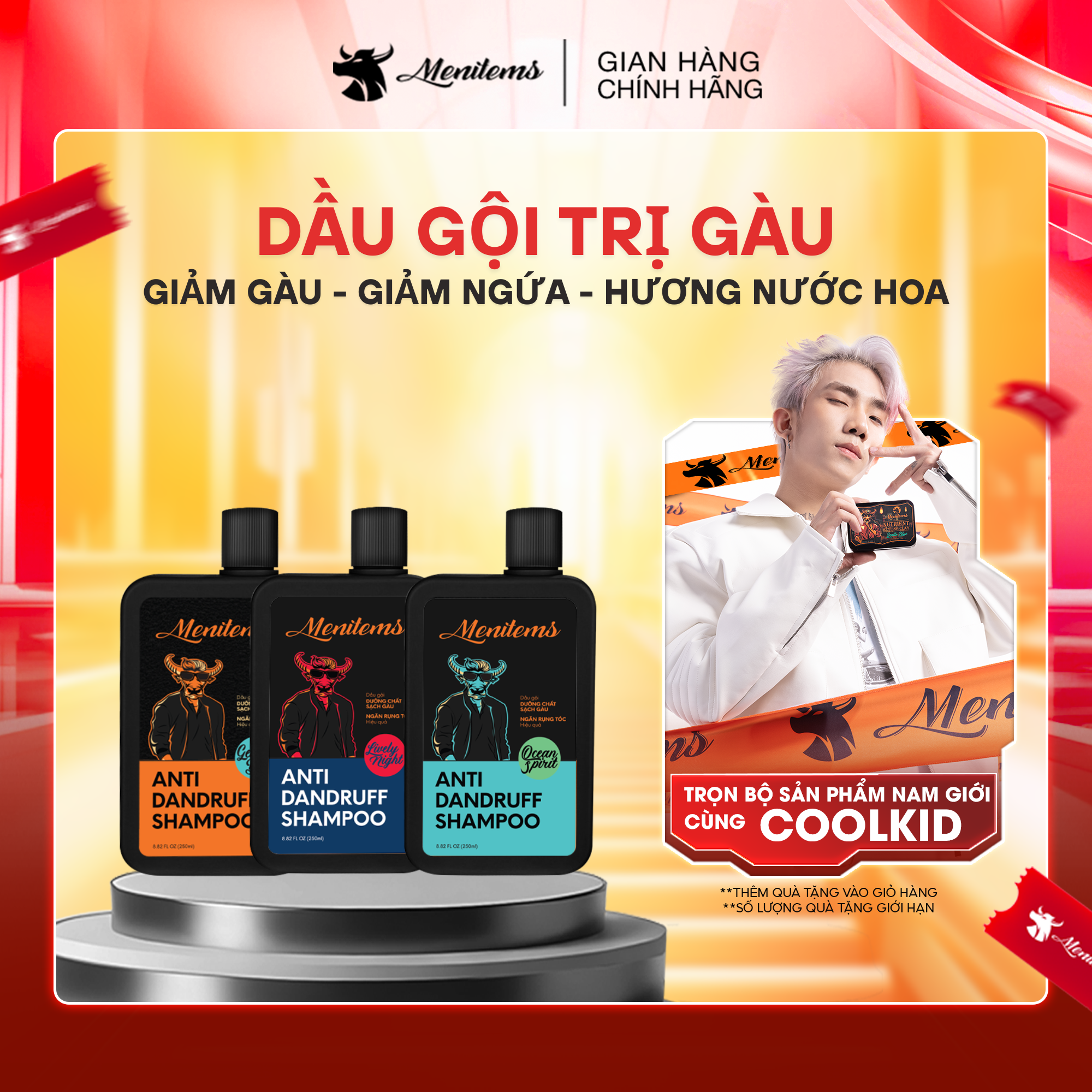 Dầu Gội Dưỡng Tóc Sạch Gàu Menitems (250/400ml)