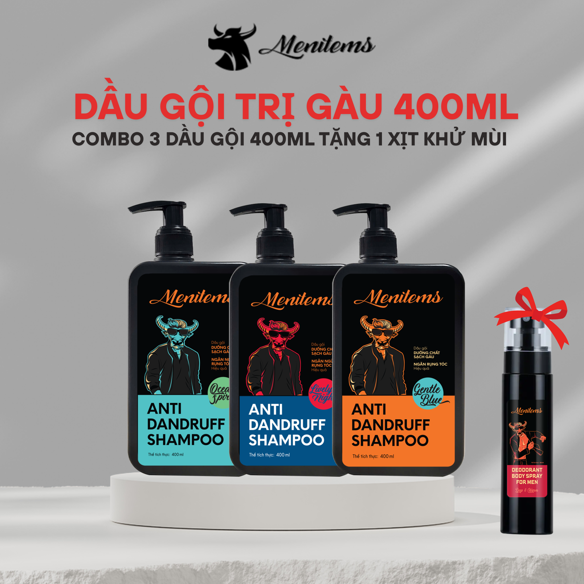 Dầu Gội Dưỡng Tóc Sạch Gàu Menitems (250/400ml)