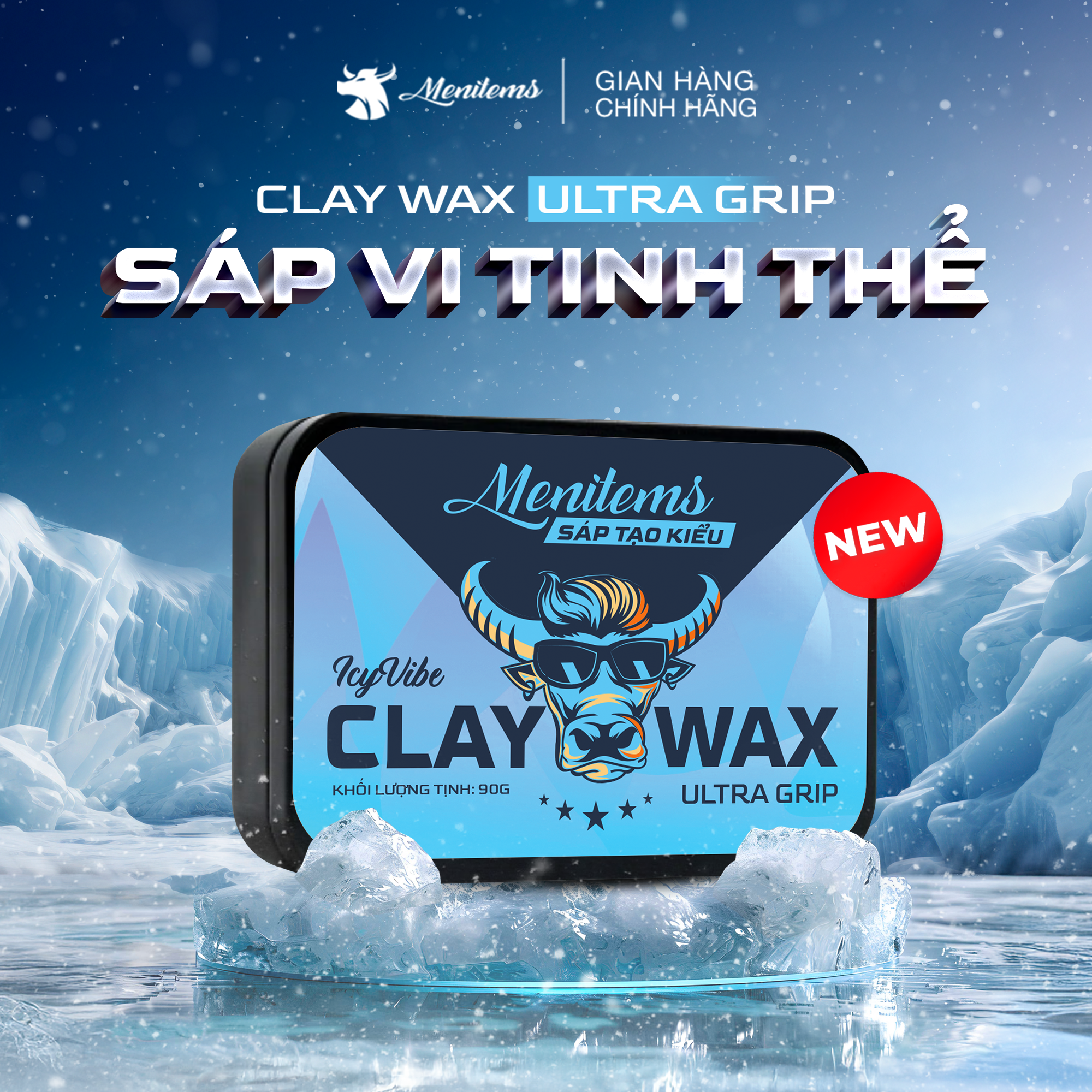 Sáp vuốt tóc nam Menitems Claywax 90g - Mua 1 Tặng 1