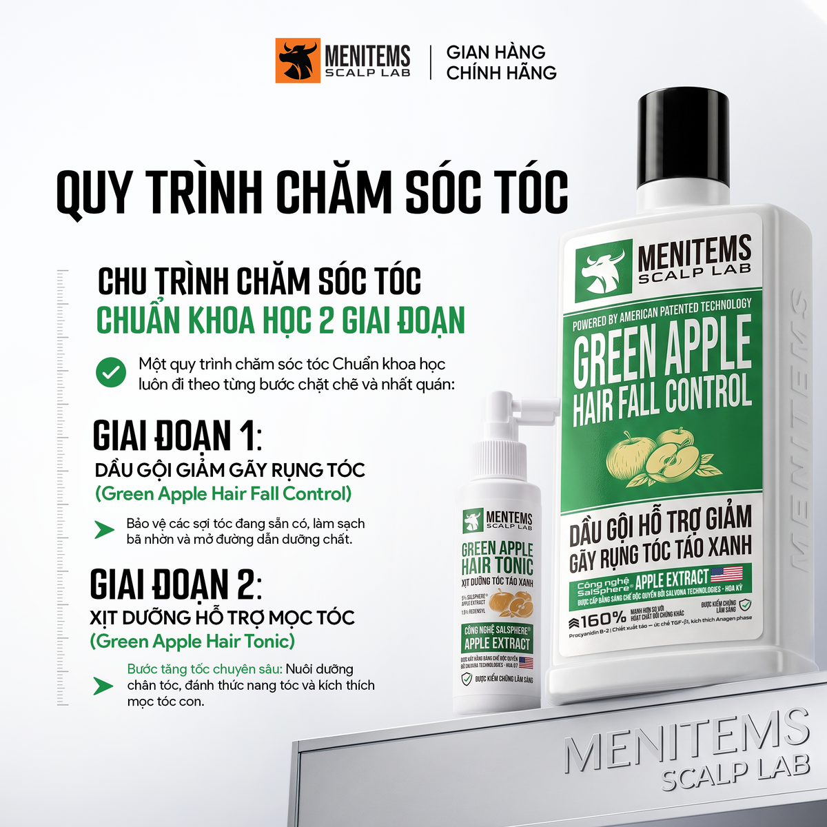 Xịt dưỡng hỗ trợ mọc tóc táo xanh