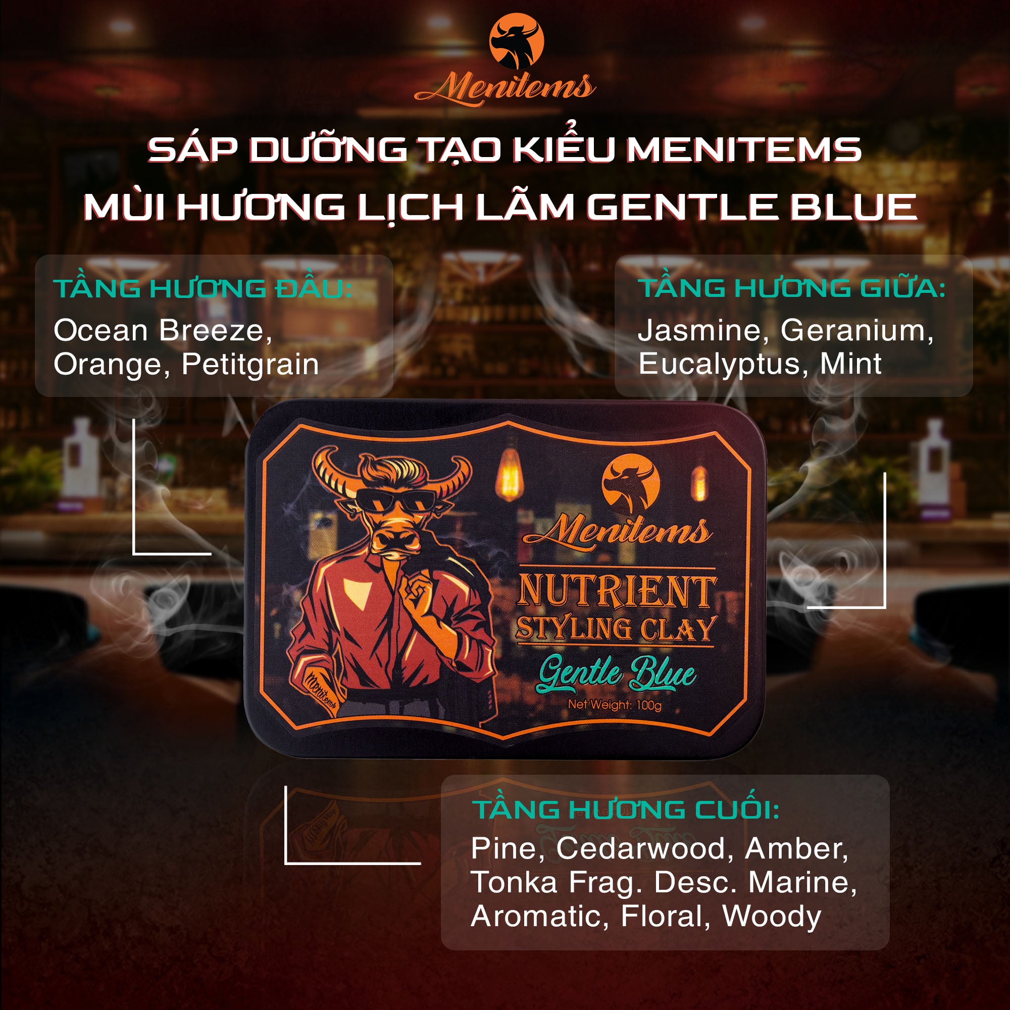Sáp Vuốt Tóc Dưỡng Clay - Gentle Blue