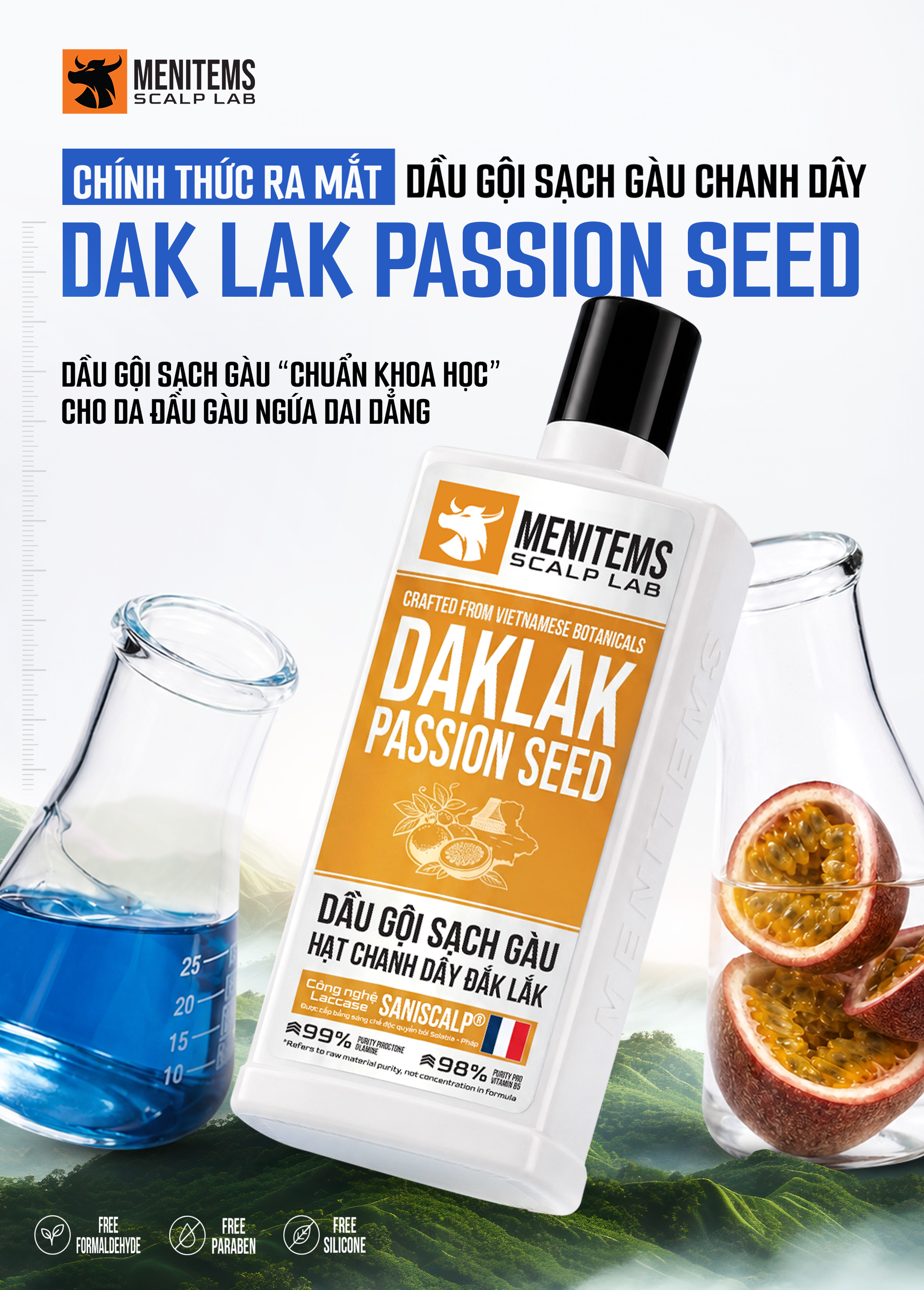 Gàu tái phát liên tục? Khám phá dầu gội sạch gàu chanh dây Dak Lak Passion Seed với công nghệ Saniscalp Biotech