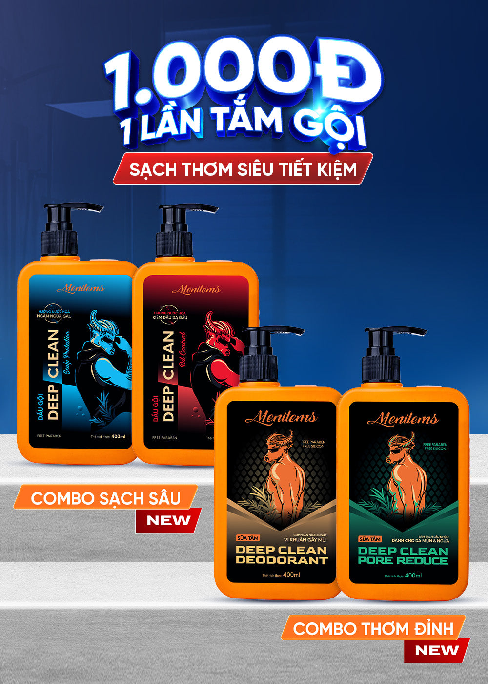 Menitems – Sáp Vuốt Tóc, Chăm Sóc Cơ Thể & Combo Nam Giới Chính Hãng