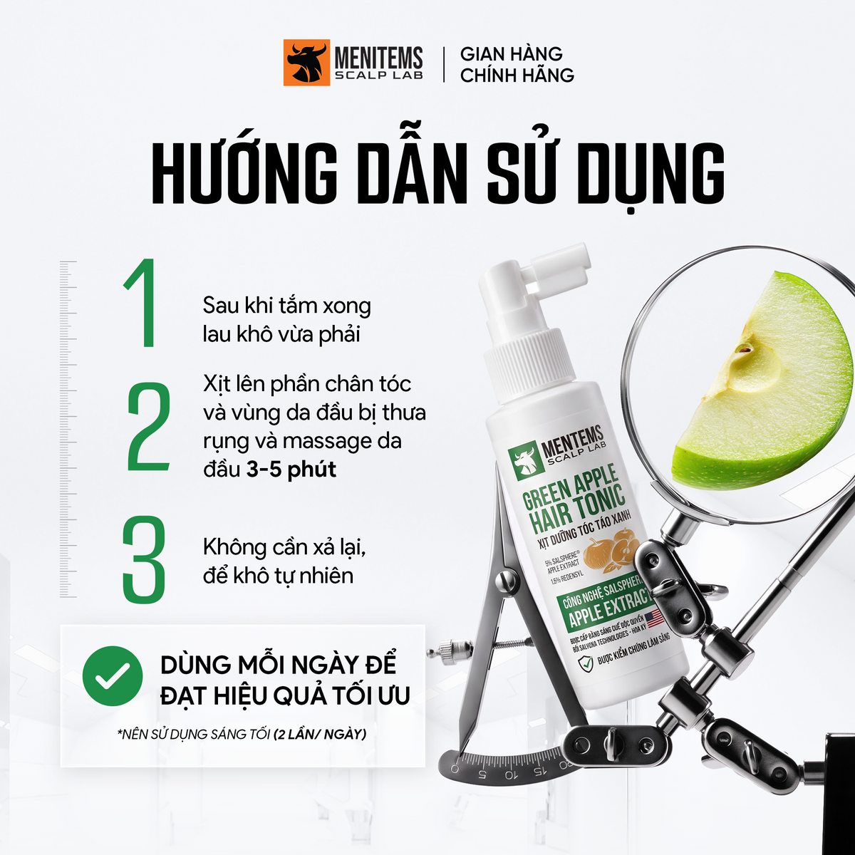 Xịt dưỡng hỗ trợ mọc tóc táo xanh