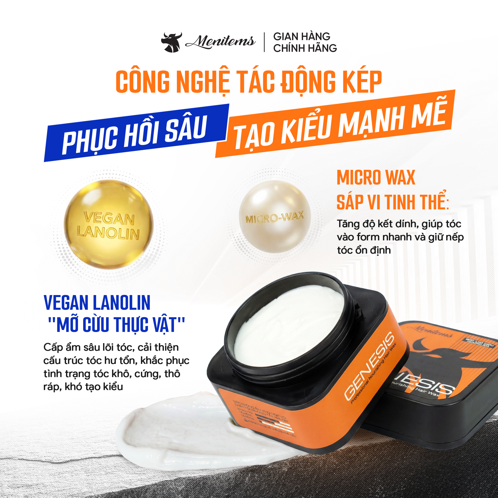 Sáp vuốt tóc hướng ẩm GENEIS