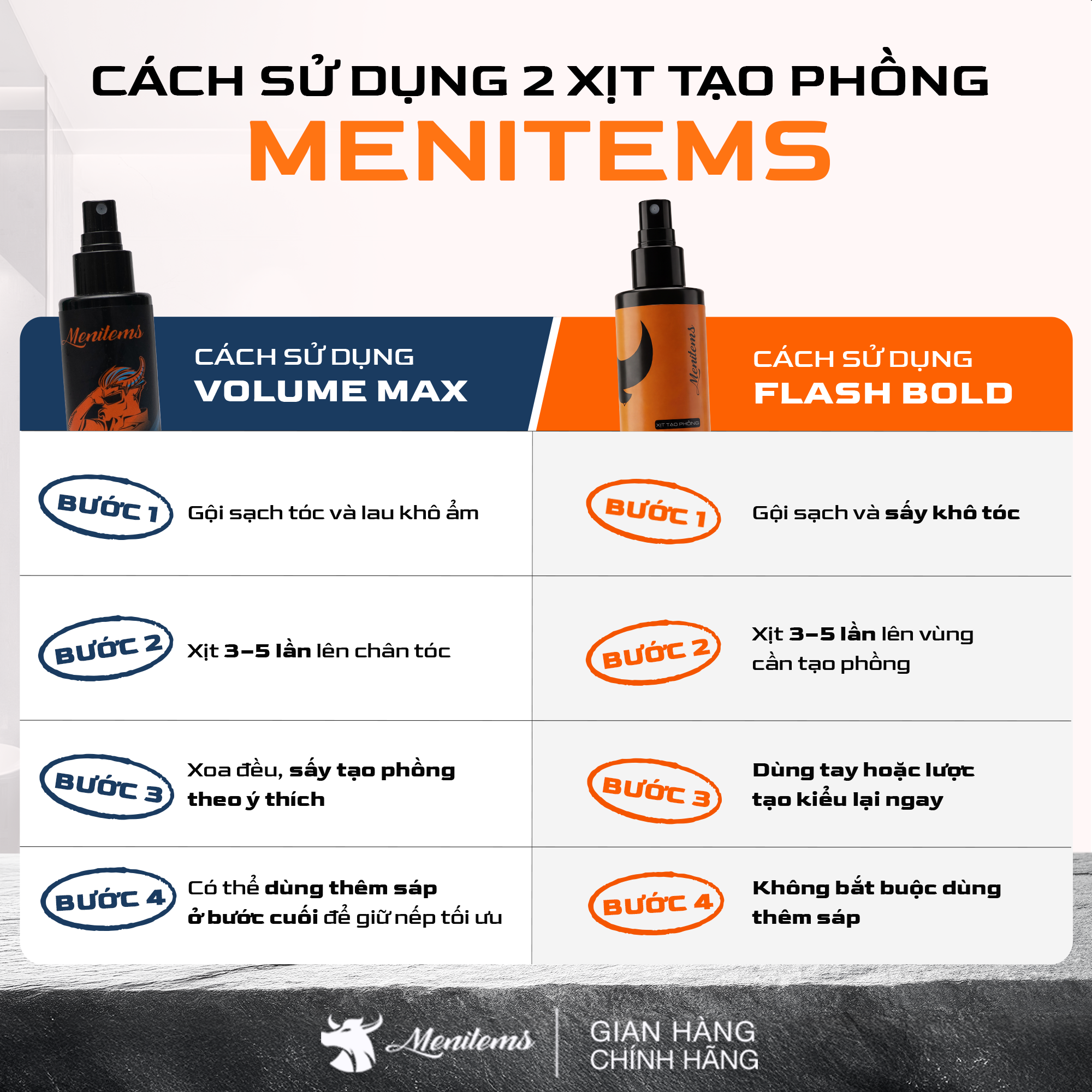 Xịt Phồng Tạo Kiểu FLASH BOLD Menitems (Mã RAMAT30 giảm 30%)